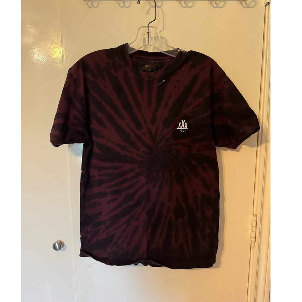 10 Deep Maroon and Black Tie Dye T-shirt Men's Small